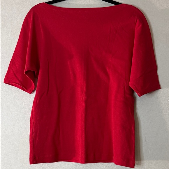 Jones New York Sport Red Short Sleeve Knit Top Size L Classic Casual - Picture 3 of 5